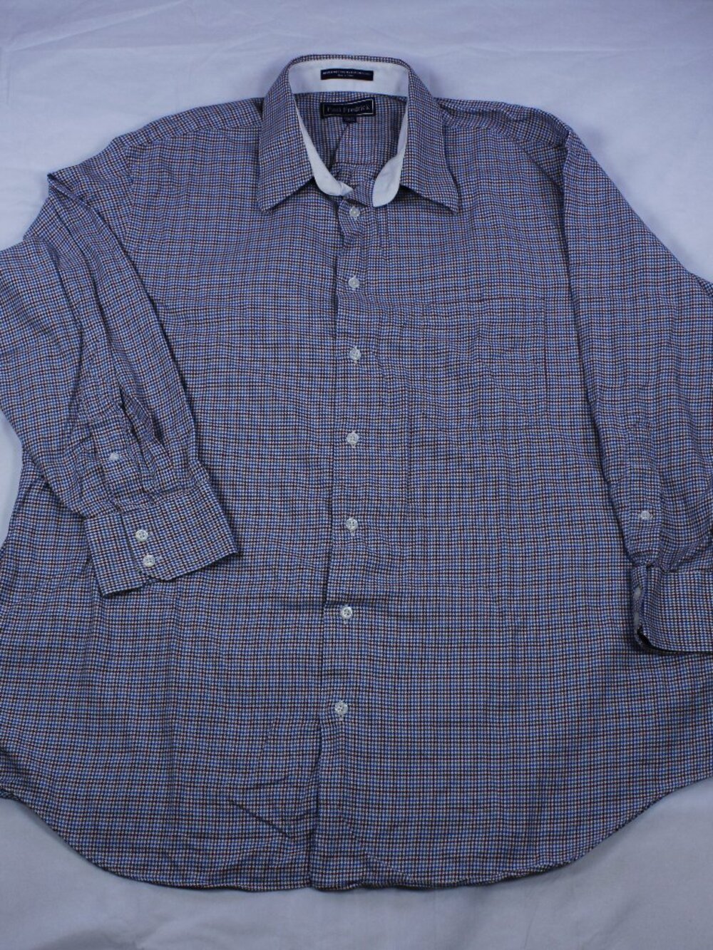 Paul Fredrick Men's Dress Shirt – Blue & Red with Contrast Collar‎ – Size XL